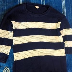 Blue and white striped gap sweater. Size small tall.